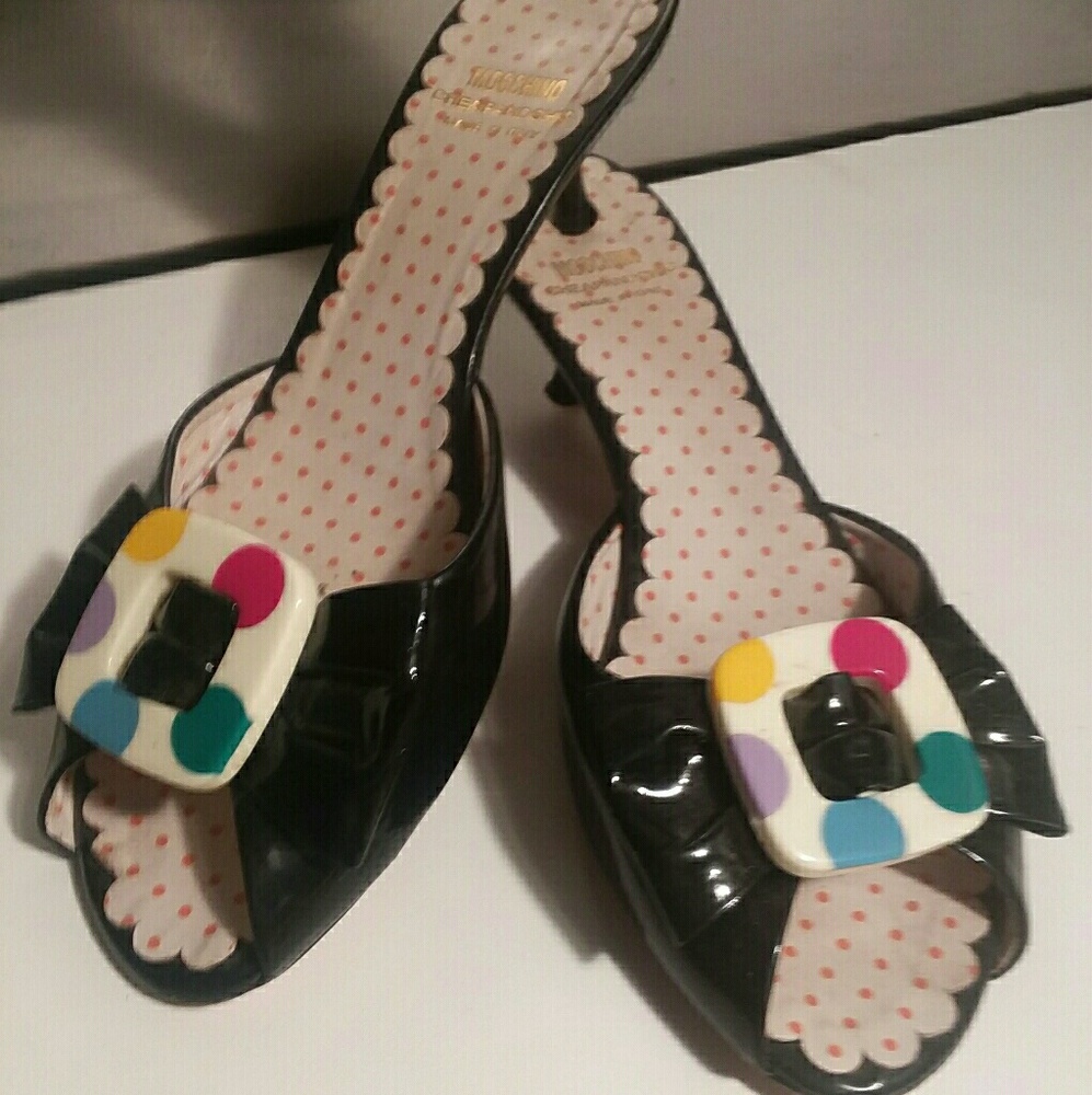 MOSCHINO Black Patent Leather Sandal